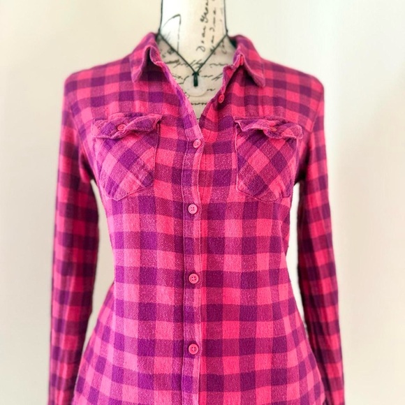 y2k indie sleaze fitted plaid collared button down - Picture 3 of 4